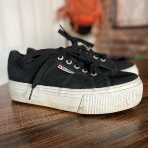 SUPERGA BLACK PLATFORMS